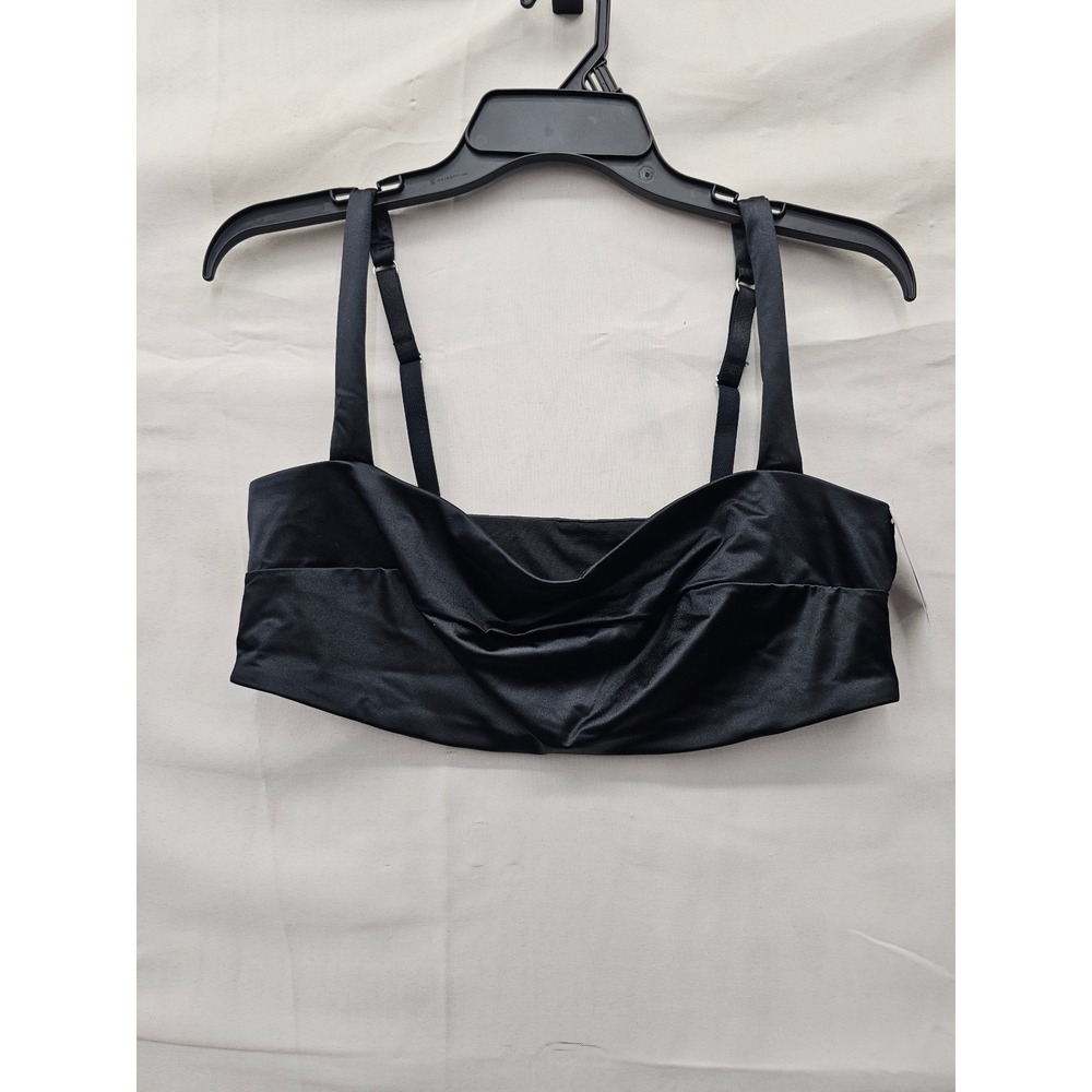 Auden Womens Cowl Neck Bralette Black Nylon Blend Wireless Stretch Size XL